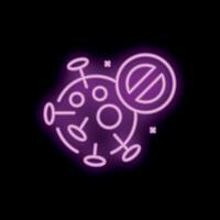 Neon style stop coronavirus icon glowing on black background vector