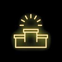 Neon podium shining on black background representing success vector