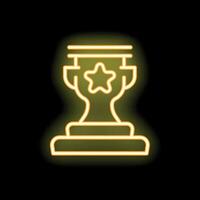 Glowing neon trophy representing victory and achievement vector