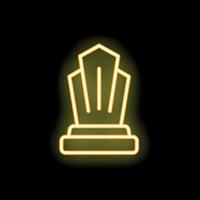 Neon sign representing trophy cup glowing on black background vector
