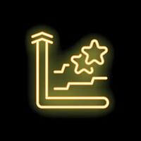 Neon yellow customer rating increasing graph icon showing five star review growth vector
