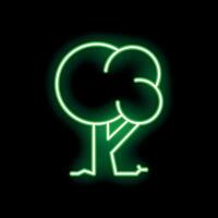 Green neon tree glowing on dark background vector