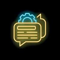 Neon icon of chat bubble representing automated support chat vector