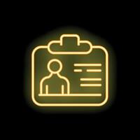 Neon icon of clipboard showing curriculum vitae document vector