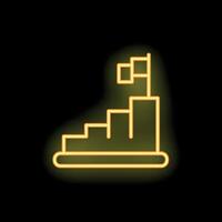 Neon yellow stairs leading to a flag on top representing success vector