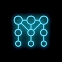 Neon blue flowchart depicting a hierarchical structure on a black background vector