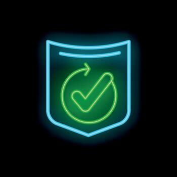 neón proteger demostración validado transacción con cheque marca y actualizar flecha vector