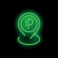 Green neon ip address location pin showing internet protocol address vector