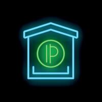 Neon ip address inside house symbolising secure connection vector