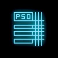 Blue neon file icon glowing on dark background vector
