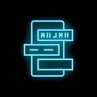 Neon blue smartphone displaying user interface elements on black background vector