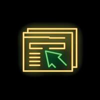 Neon sign showing online newspaper with mouse cursor clicking vector