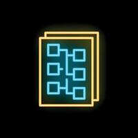 Neon icon of project management plan with algorithm scheme vector