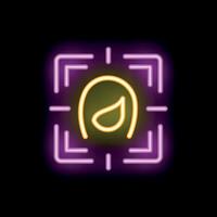 Neon sign representing facial recognition scanning system vector