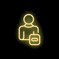 Neon yellow remove user logout account icon on black background vector