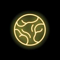 Neon yellow planet glowing on black background vector