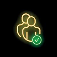 Neon icon of two persons representing validated team vector