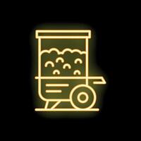 Neon sign showing a popcorn machine with popcorn inside for a cinema or theater snack bar vector
