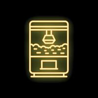 Neon sign of a claw crane arcade game glowing on a black background vector