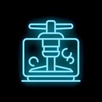 Glowing neon line wine making process icon isolated on black background vector