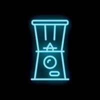 Glowing neon sign of a claw machine arcade game on black background vector