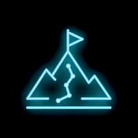 Neon sign of mountain path leading to a flag at the summit vector