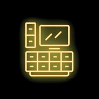 Neon sign of a cash register system displaying modern technology vector