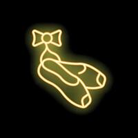 Neon sign showing ballet shoes with bow on black background vector