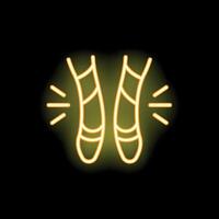 Neon ballet shoes icon glowing on dark background vector