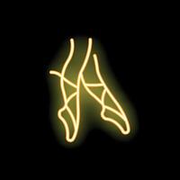 Golden neon sign showing ballet shoes en pointe vector