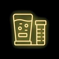 Neon icon of water purification system with filter and test tube showing cleanliness vector