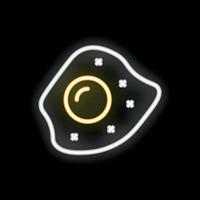 Neon sign showing a fried egg on a black background vector