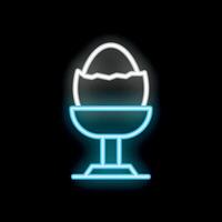Neon icon of boiled egg in egg cup glowing on black background vector