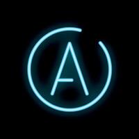 Neon letter a glowing in a circle on black background vector