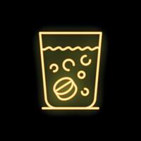 Neon sign of effervescent pill dissolving in glass of water vector