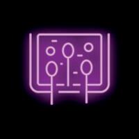 Neon sign representing a music mixer with faders and knobs for audio mixing vector