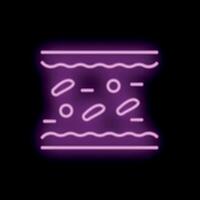 Neon icon of skin layers showing bacteria growth vector