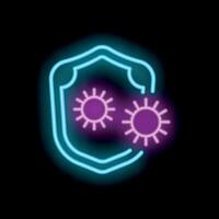 Neon shield protecting from virus bacteria spreading infection vector