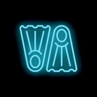 Glowing neon icon of swimming flippers on a black background vector