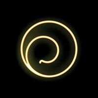 Glowing neon yellow spiral shape on black background vector