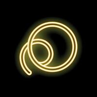 Yellow neon light forming abstract circular shape on black background vector