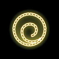 Neon yellow spiral shape glowing on black background vector