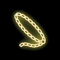 Neon yellow bracelet with square links glowing on black background vector