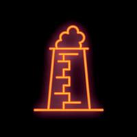 Neon style icon of factory emitting pollution cloud vector