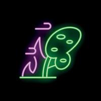 Neon sign of a tree falling from strong wind gusts vector