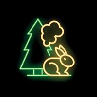 Neon sign of a rabbit remaining calm during a thunderstorm vector