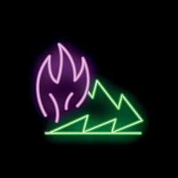 Neon style icon of wildfire burning forest trees vector