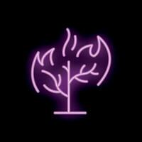 Glowing purple neon sign representing a tree on fire vector