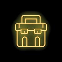 Neon toolbox icon glowing on dark background vector