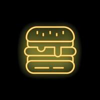 Glowing neon icon of a tasty burger dripping with sauce vector